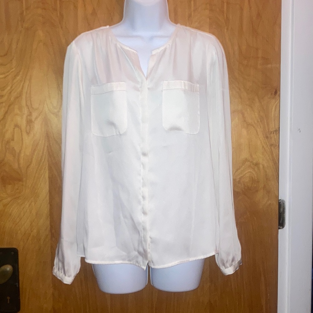 Liz Claiborne Cream Off White Button Up Shirt Size Small
